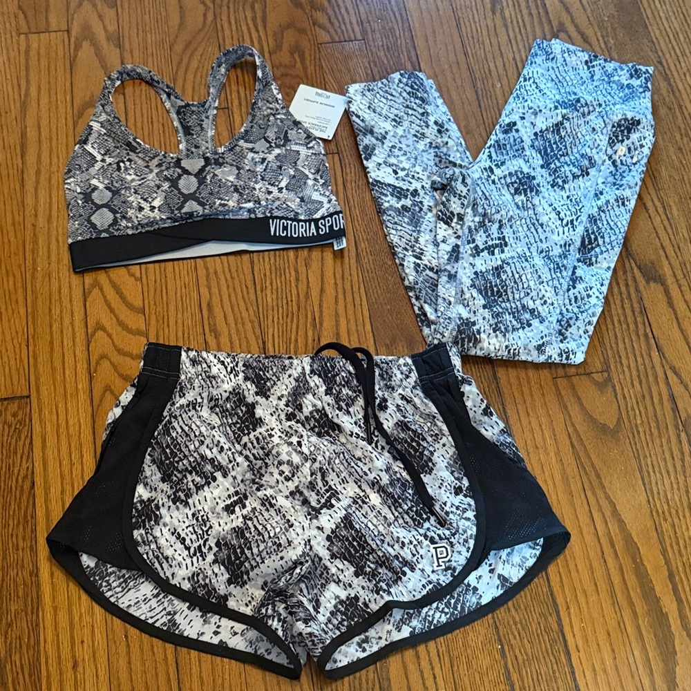 PINK Victoria's Secret Monochrome Snake Print Shorts